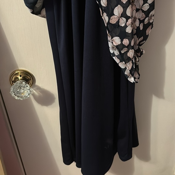 Sundress NWT dark navy chiffon with pink flowers size misses 12 - Picture 6 of 7